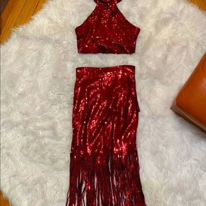 Red sequin dress